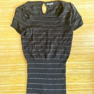 Express Cinched Waist Black Shirt